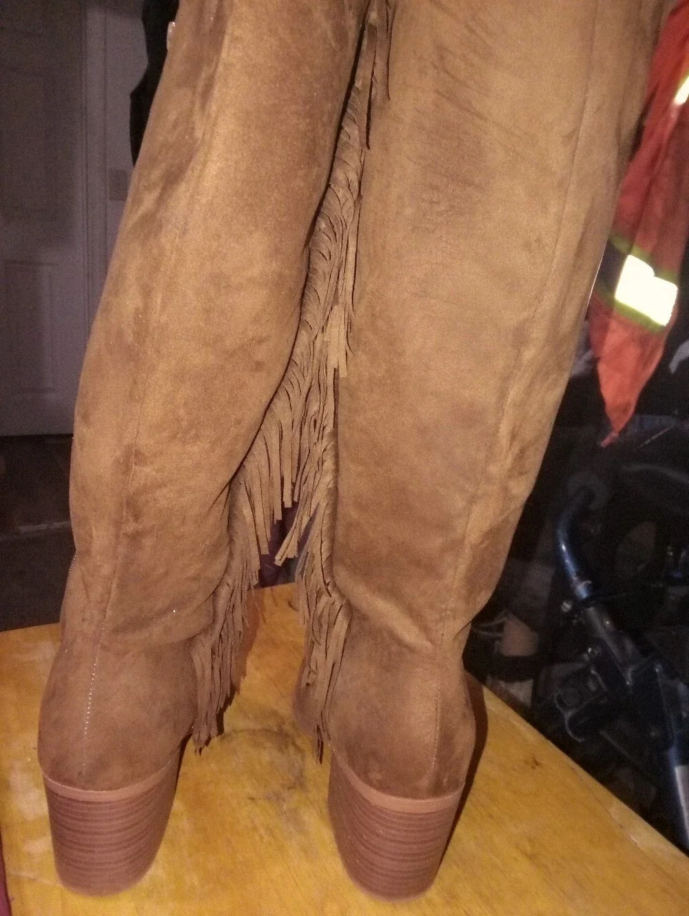 Women's Tall Fringe Suede Boots - Brown